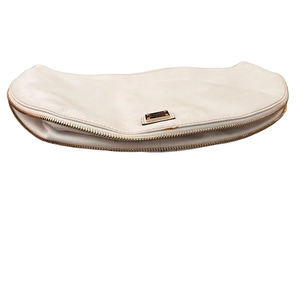 Dooney and Bourke Half Moon Pebbled White Leather Shoulder Bag